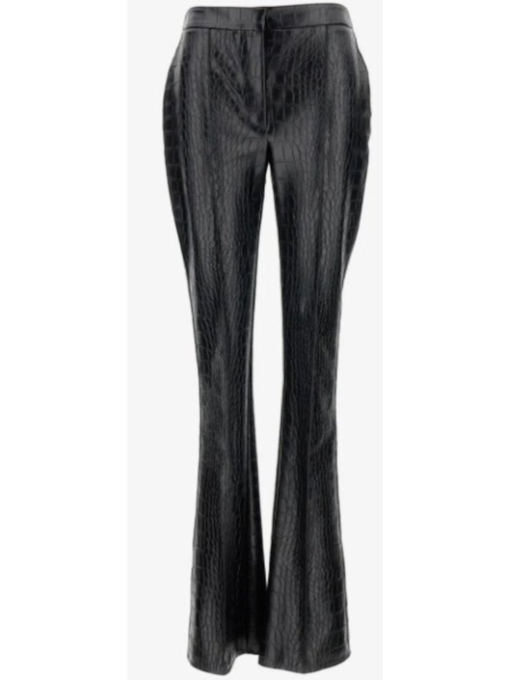 Elisabetta Franchi NWT Crocodile Embossed Flare Trousers Long Inseam Italy Sz 46